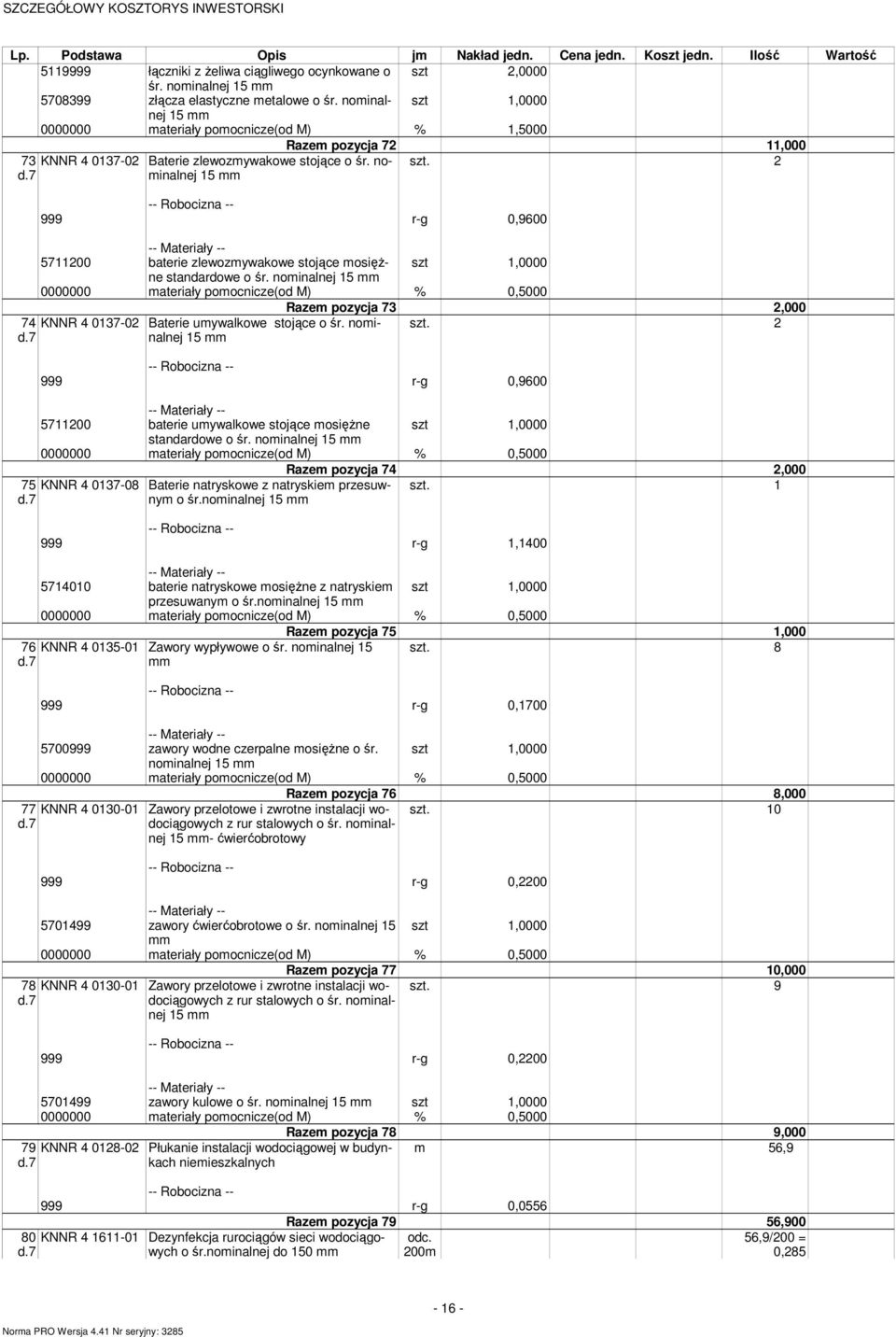 noinalnej 2 15 74 75 76 77 78 79 80 999 r-g 0,9600 5711200 baterie zlewozywakowe stojące osiężne szt 1,0000 standardowe o śr.