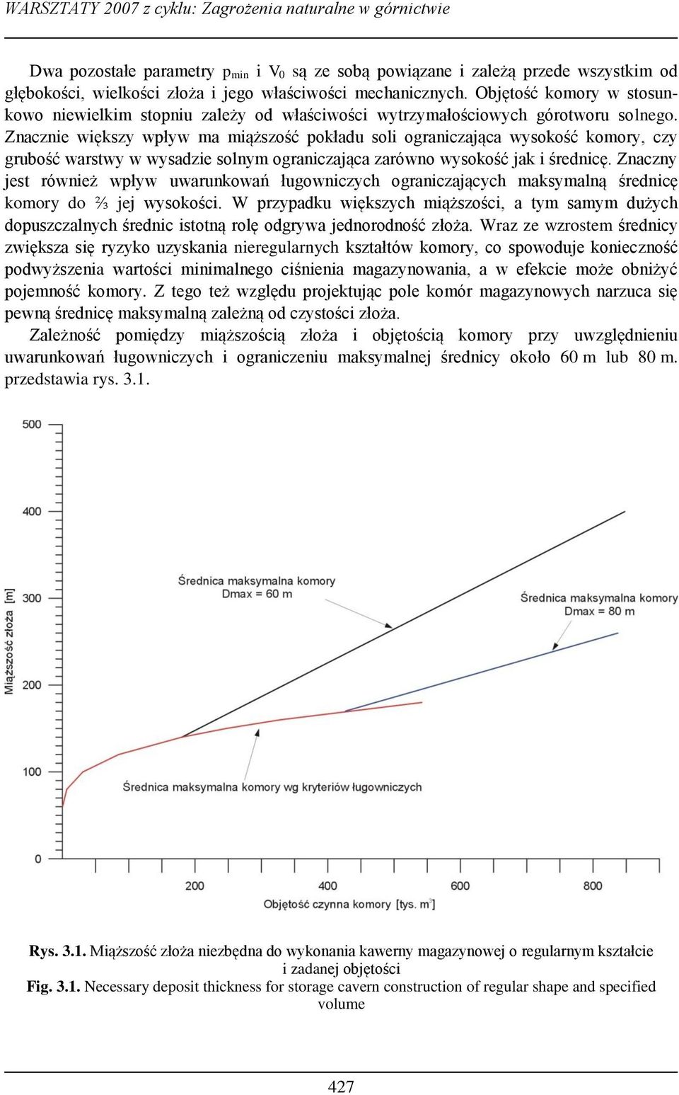 Znacznie większy wpływ ma miąższość pokładu soli ograniczająca wysokość komory, czy grubość warstwy w wysadzie solnym ograniczająca zarówno wysokość jak i średnicę.