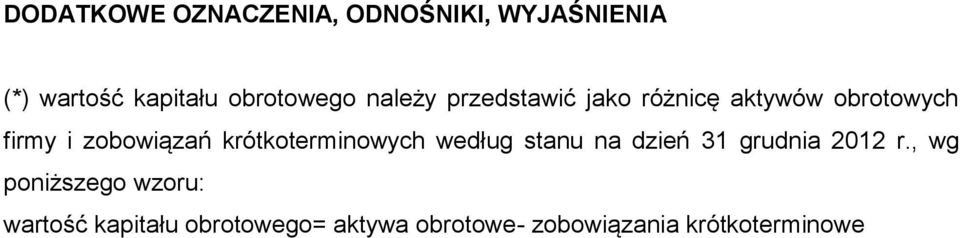 zobowiązań krótkoterminowych według stanu na dzień 31 grudnia 2012 r.