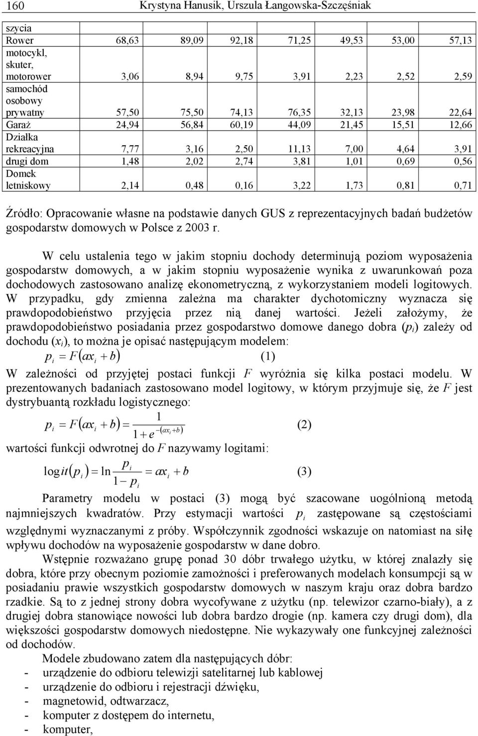 3,22,73 0,8 0,7 gospodarstw domowych w Polsce z 2003 r.