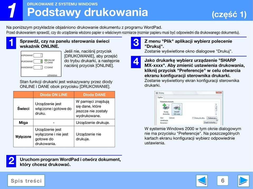 1 Sprawdź, czy na panelu sterowania świeci wskaźnik ONLINE.