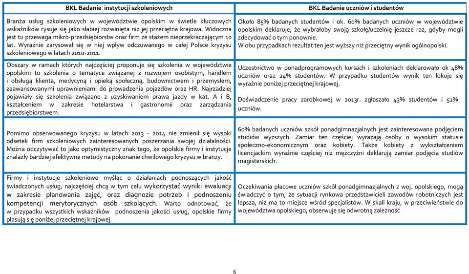 Obszary w ramach których najczęściej proponuje się szkolenia w województwie opolskim to szkolenia o tematyce związanej z rozwojem osobistym, handlem i obsługą klienta, medycyną i opieką społeczną,