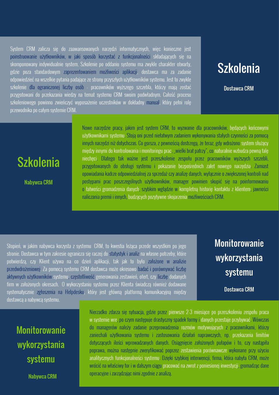 Szkolenie po oddaniu systemu ma zwykle charakter otwarty, gdzie poza standardowym zaprezentowaniem możliwości aplikacji, dostawca ma za zadanie odpowiedzieć na wszelkie pytania padające ze strony