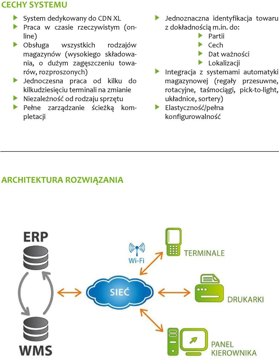 zarządzanie ścieżką kompletacji Jednoznaczna identyfikacja towaru z dokładnością m.in.