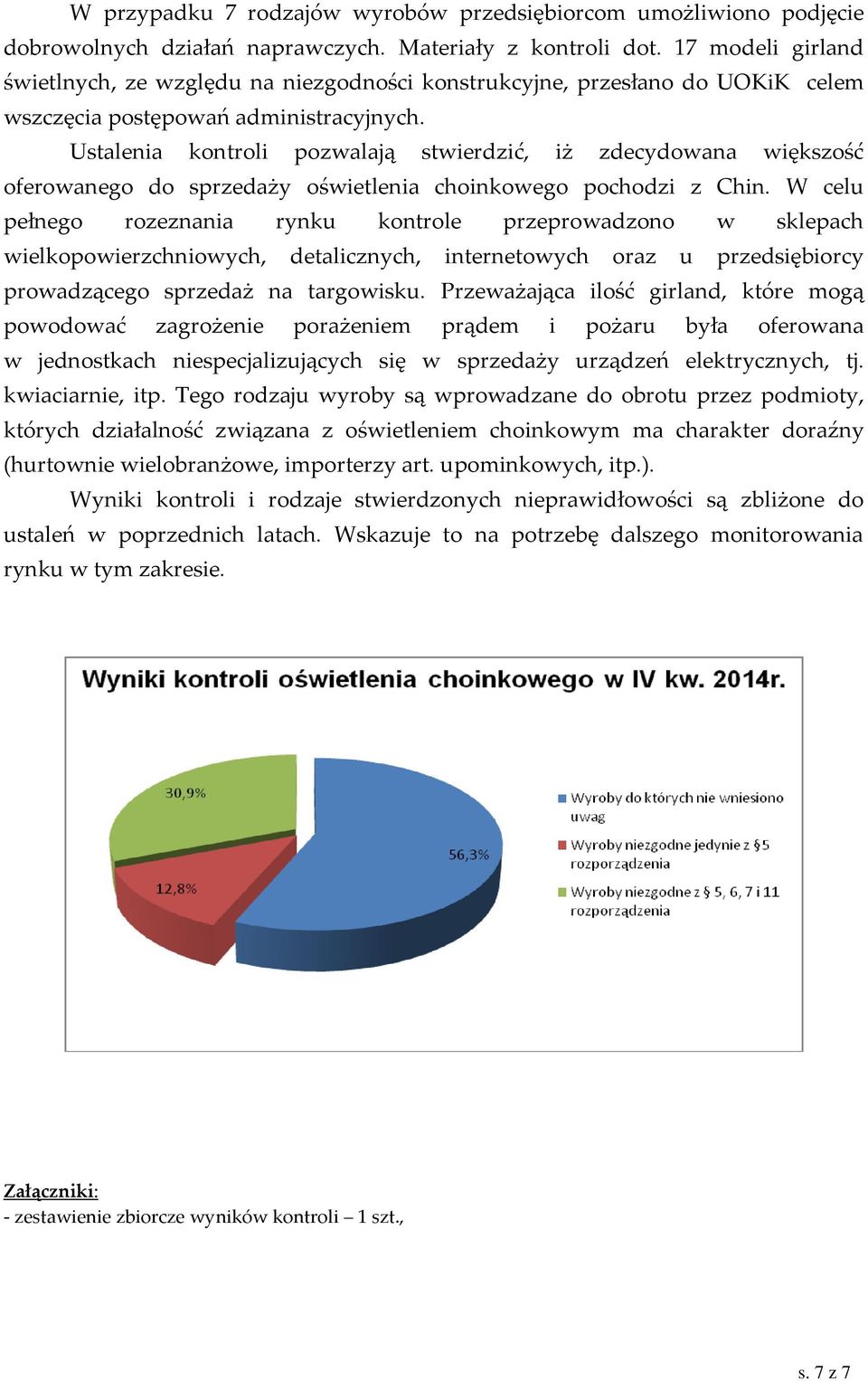 Ustalenia kontroli pozwalają stwierdzić, iż zdecydowana większość oferowanego do sprzedaży oświetlenia choinkowego pochodzi z Chin.