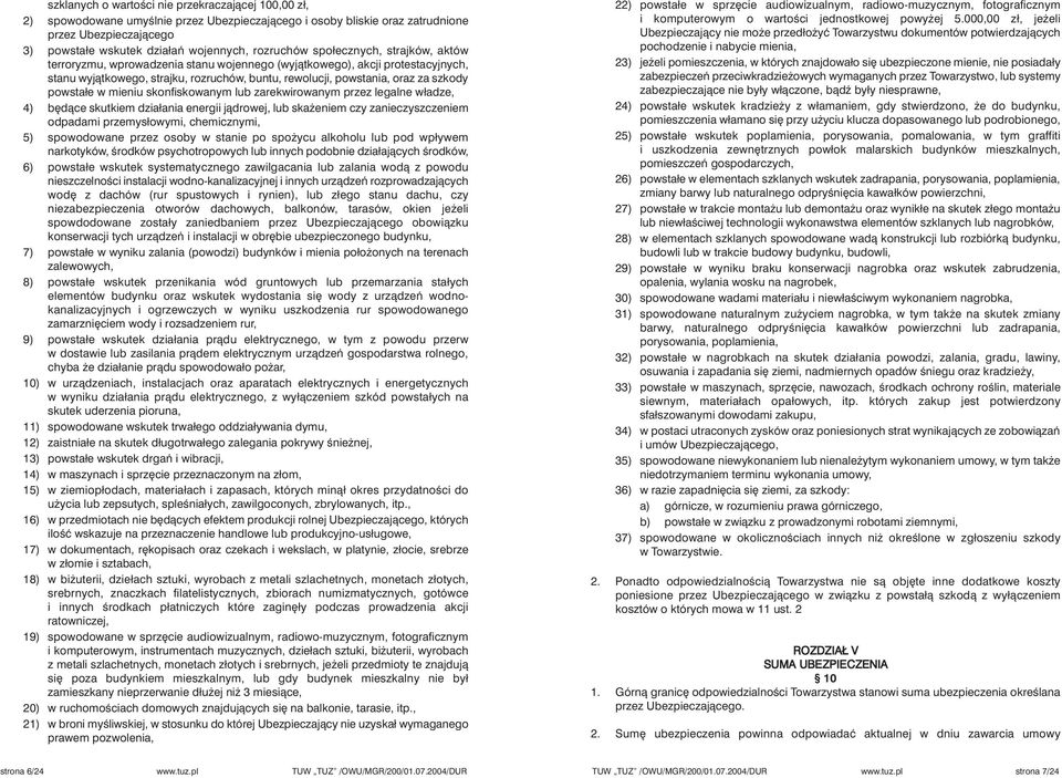 szkody powstałe w mieniu skonfiskowanym lub zarekwirowanym przez legalne władze, 4) b dàce skutkiem działania energii jàdrowej, lub ska eniem czy zanieczyszczeniem odpadami przemysłowymi,