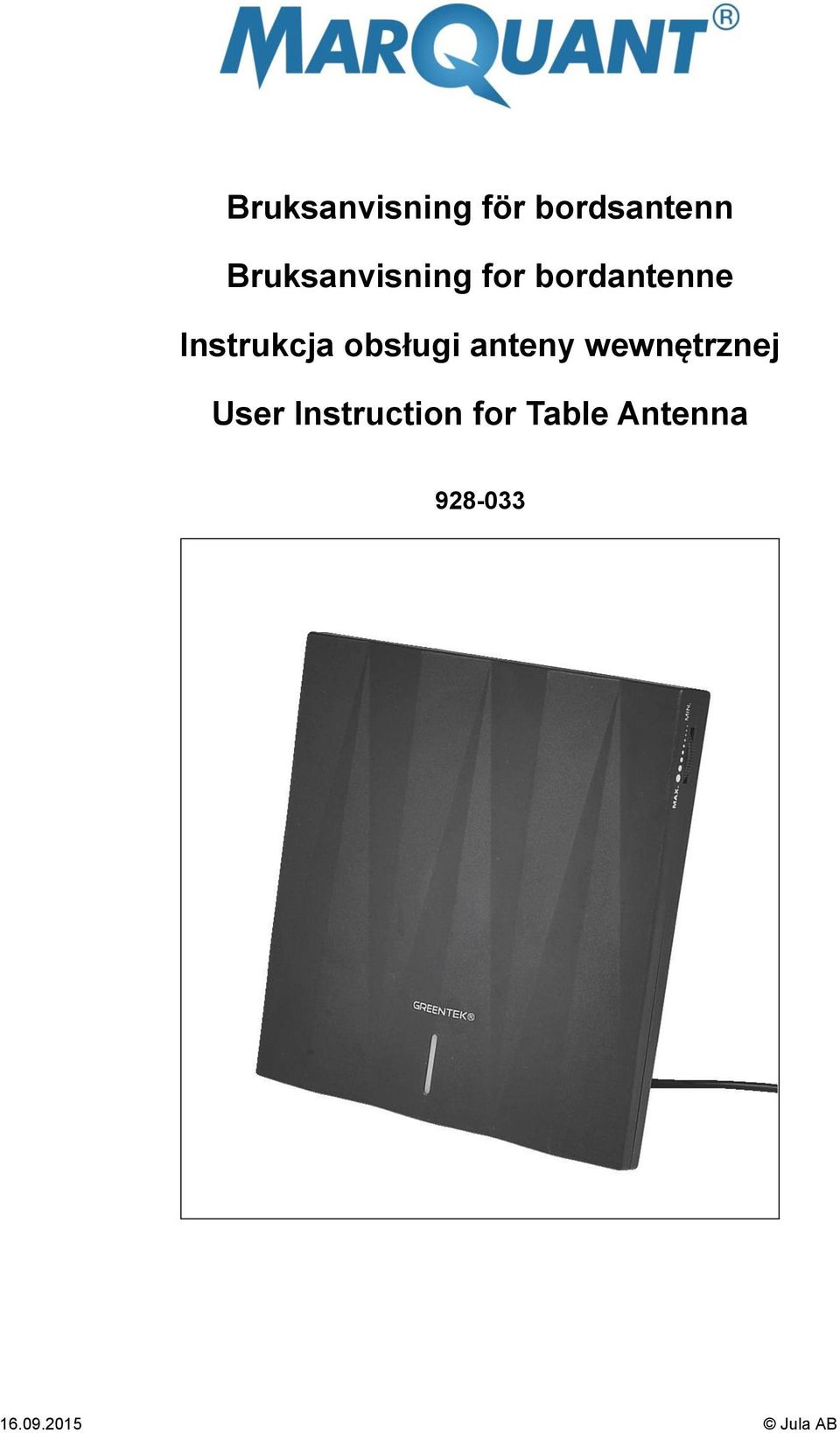 Instrukcja obsługi anteny wewnętrznej