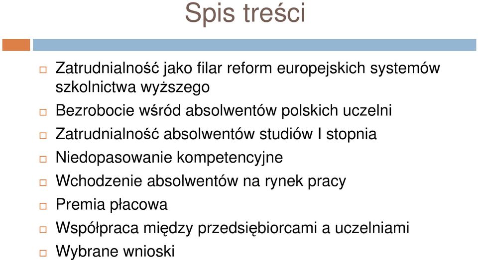 absolwentów studiów I stopnia Niedopasowanie kompetencyjne Wchodzenie