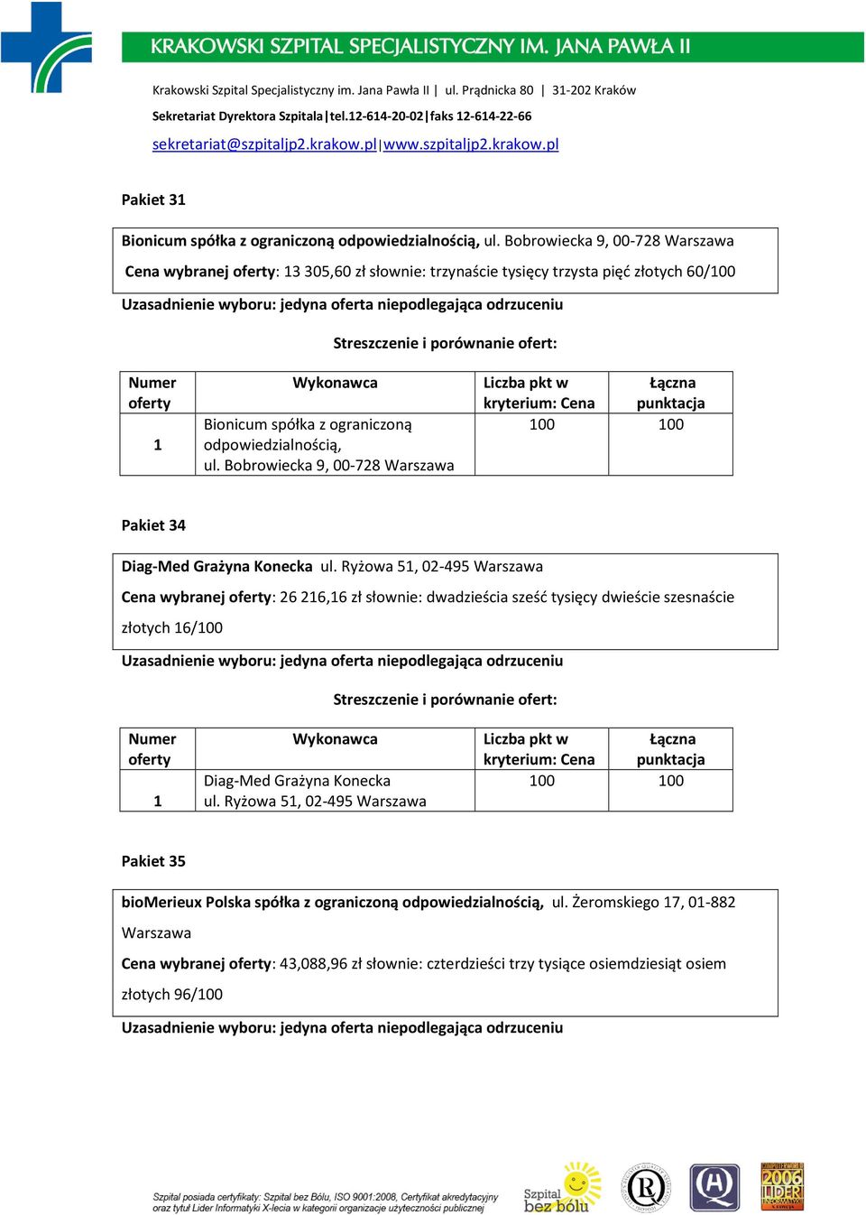 Bobrowiecka 9, 00-728 Warszawa Cena wybranej : 3305,60 zł słownie: trzynaście tysięcy trzysta pięć złotych 60/00 Bionicum spółka z ograniczoną odpowiedzialnością, ul.