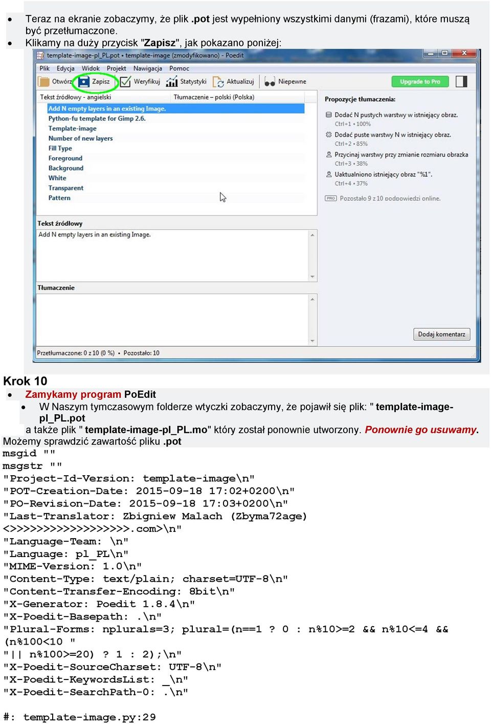 pot a także plik " template-image-pl_pl.mo" który został ponownie utworzony. Ponownie go usuwamy. Możemy sprawdzić zawartość pliku.