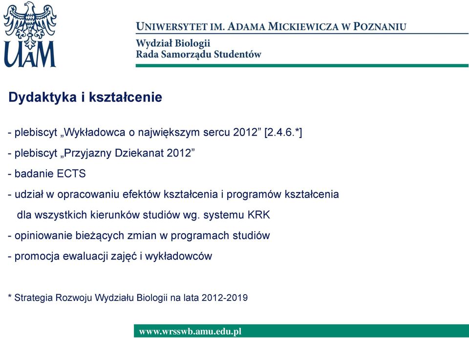 programów kształcenia dla wszystkich kierunków studiów wg.