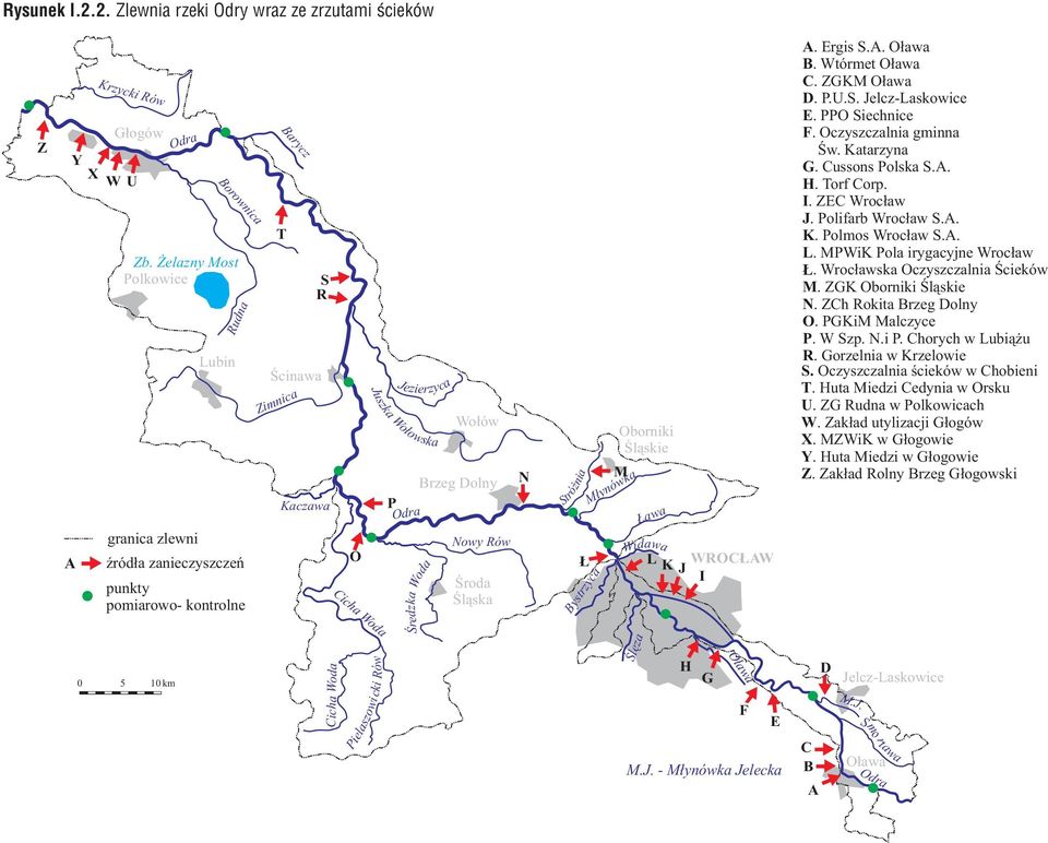 Brzeg Dolny ka Woda Nowy Rów Œroda Œl¹ska N Stró nia Bystrzyca M³ynówka Oborniki Œl¹skie M awa Widawa L K WROC AW J I A. Ergis S.A. O³awa B. Wtórmet O³awa C. ZGKM O³awa D. P.U.S. Jelcz-Laskowice E.