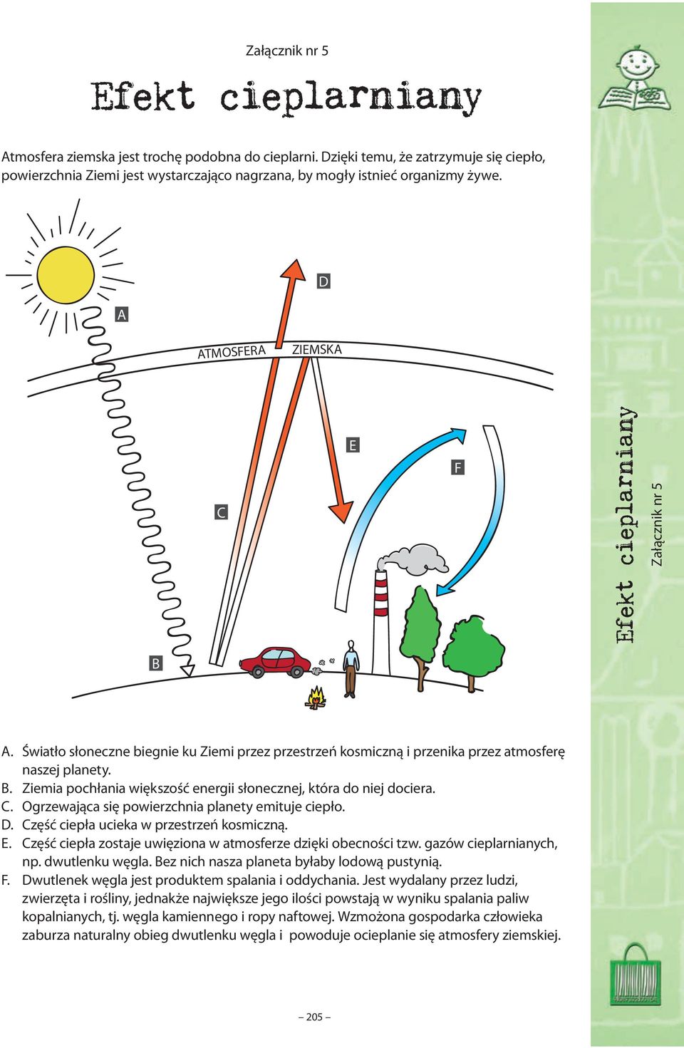 Światło słoneczne biegnie ku Ziemi przez przestrzeń kosmiczną i przenika przez atmosferę naszej planety. B. Ziemia pochłania większość energii słonecznej, która do niej dociera. C.