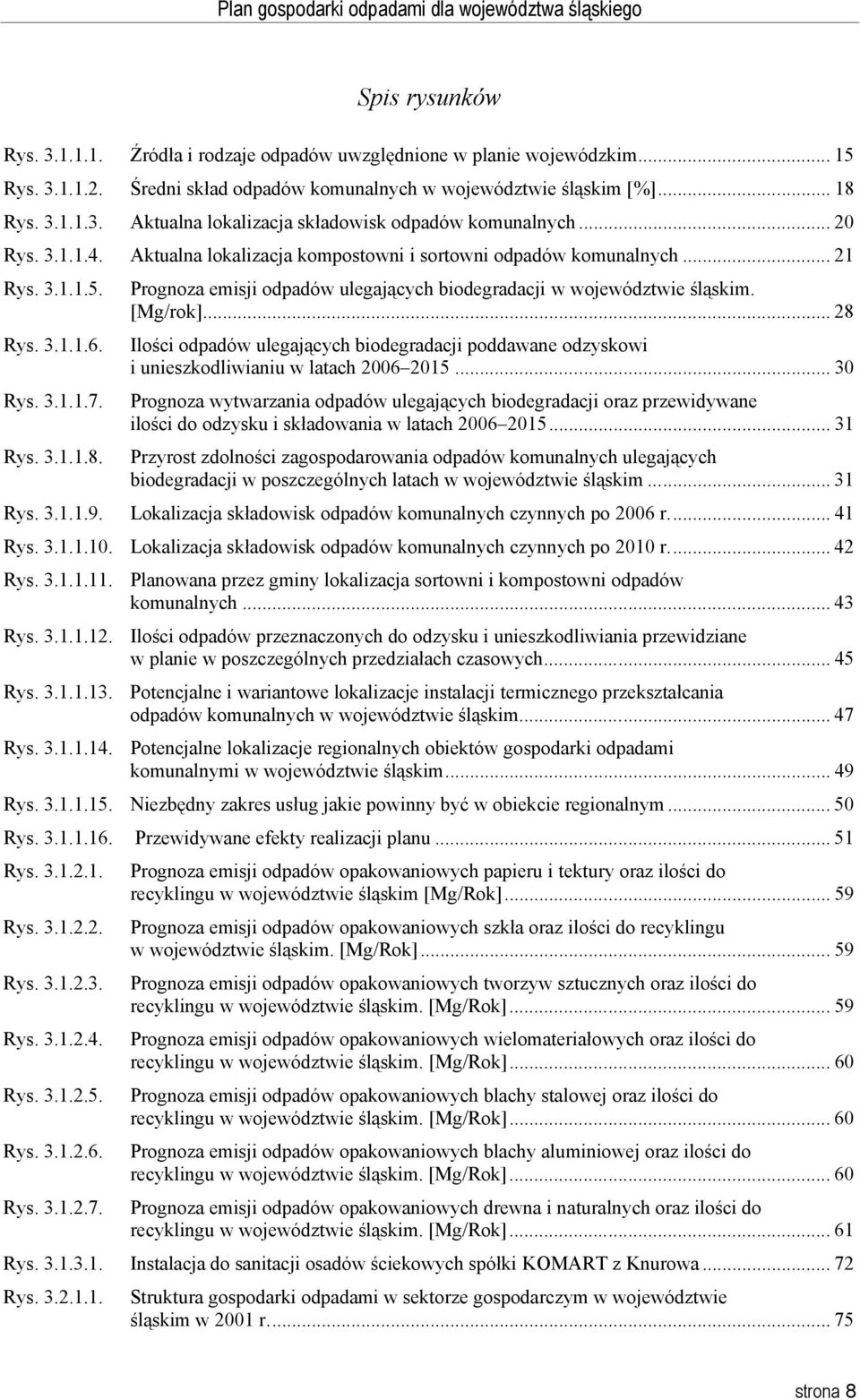 Prognoza emisji odpadów ulegających biodegradacji w województwie śląskim. [Mg/rok]... 28 Ilości odpadów ulegających biodegradacji poddawane odzyskowi i unieszkodliwianiu w latach 2006 2015.