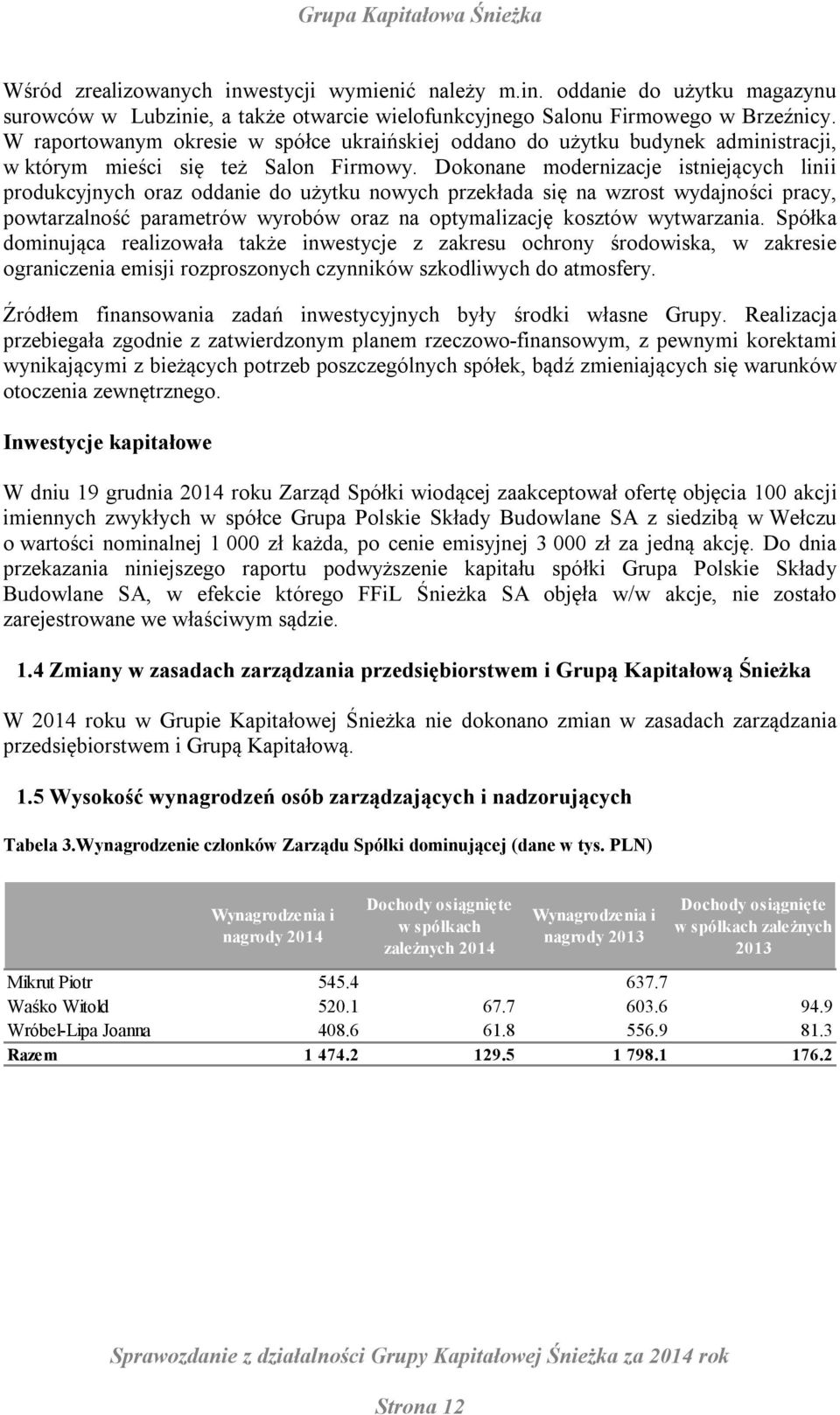 Dokonane modernizacje istniejących linii produkcyjnych oraz oddanie do użytku nowych przekłada się na wzrost wydajności pracy, powtarzalność parametrów wyrobów oraz na optymalizację kosztów