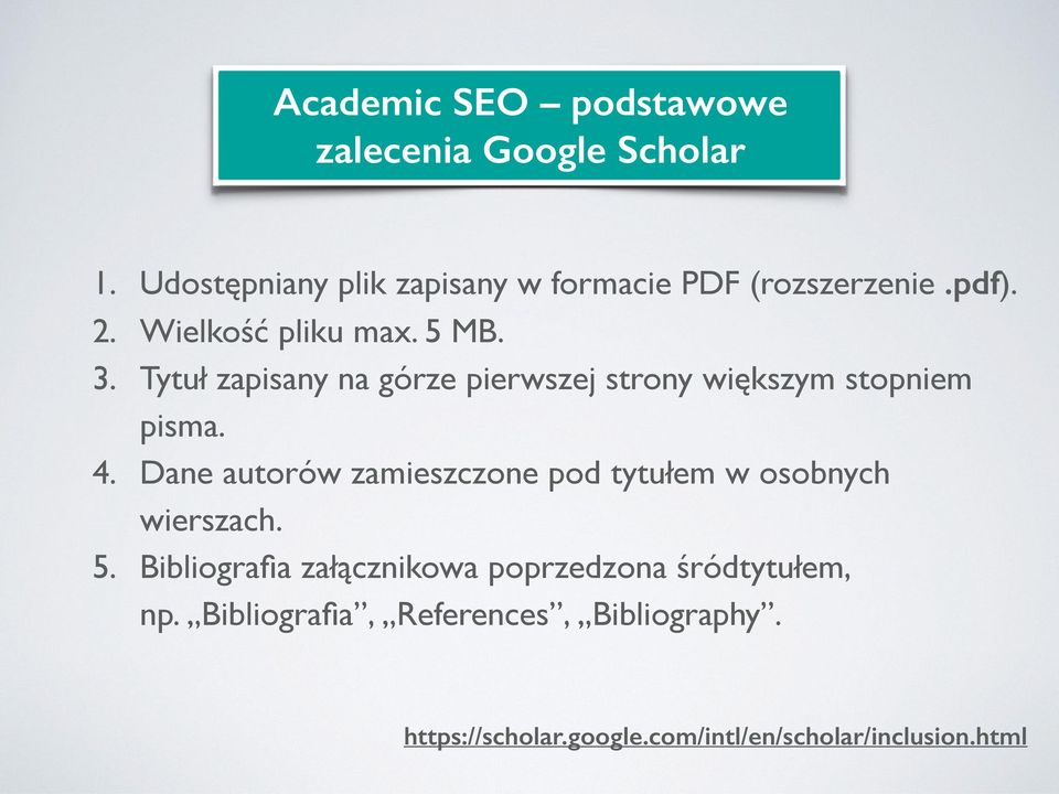 Dane autorów zamieszczone pod tytułem w osobnych wierszach. 5.