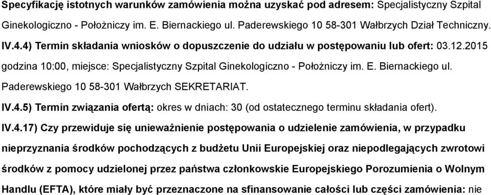 Paderewskiego 10 58-301 Wałbrzych SEKRETARIAT. IV.4.