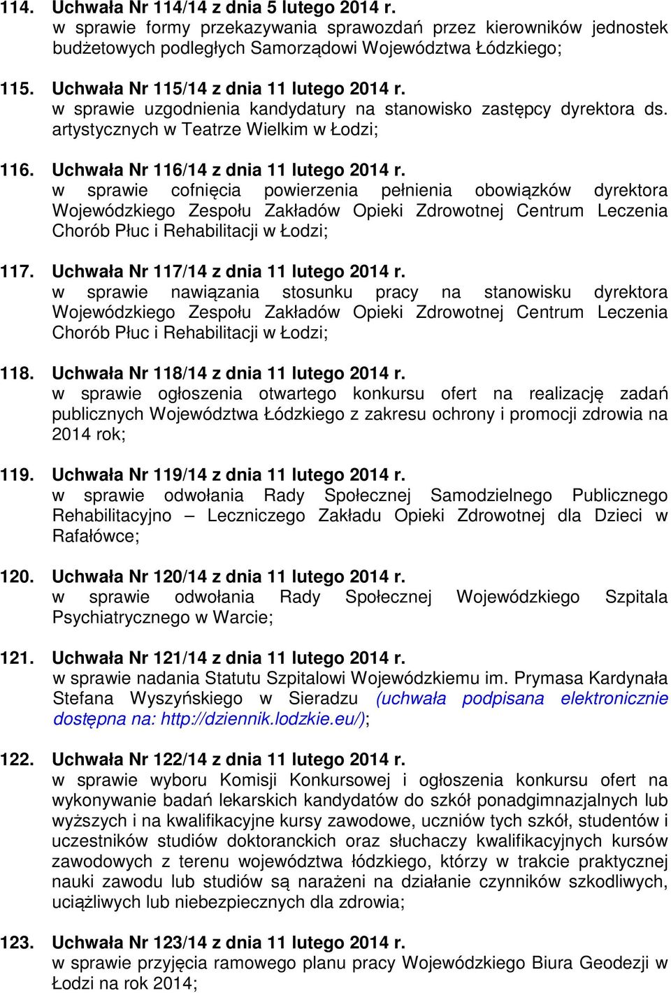 Uchwała Nr 116/14 z dnia 11 lutego 2014 r.