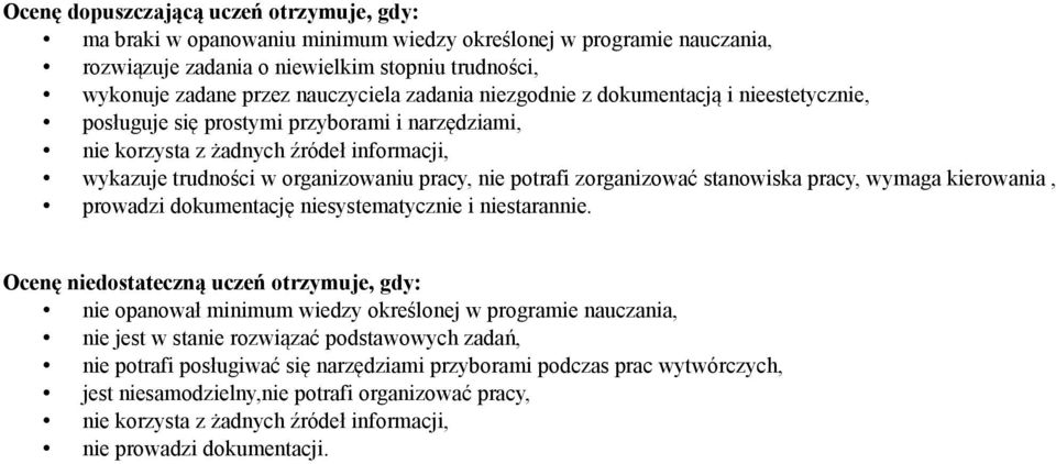 pracy, wymaga kierowania, prowadzi dokumentację niesystematycznie i niestarannie.