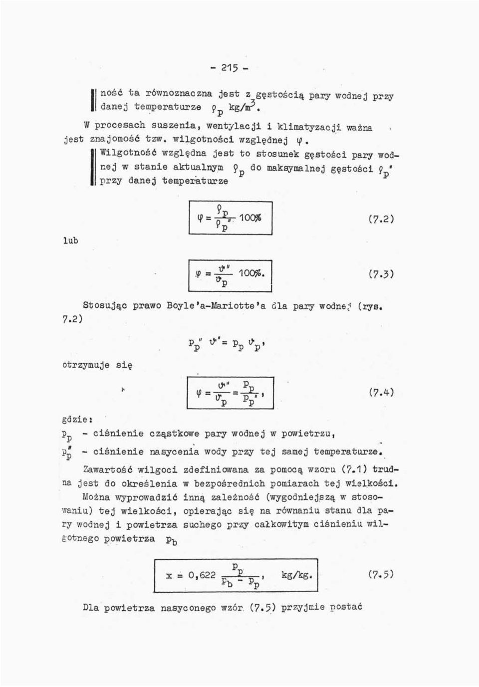 2) ip a -ŹL 100%. (7.3) Stosując prawo Boyle f a-mariotte ł a dla pary wodnej (rys. 7.