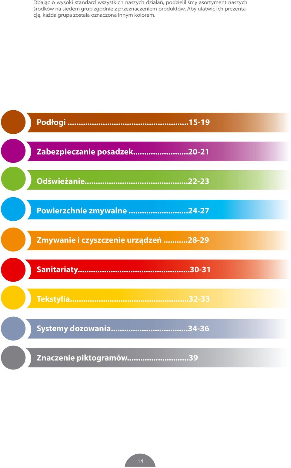 Podłogi...15-19 Zabezpieczanie posadzek...20-21 Odświeżanie...22-23 Powierzchnie zmywalne.