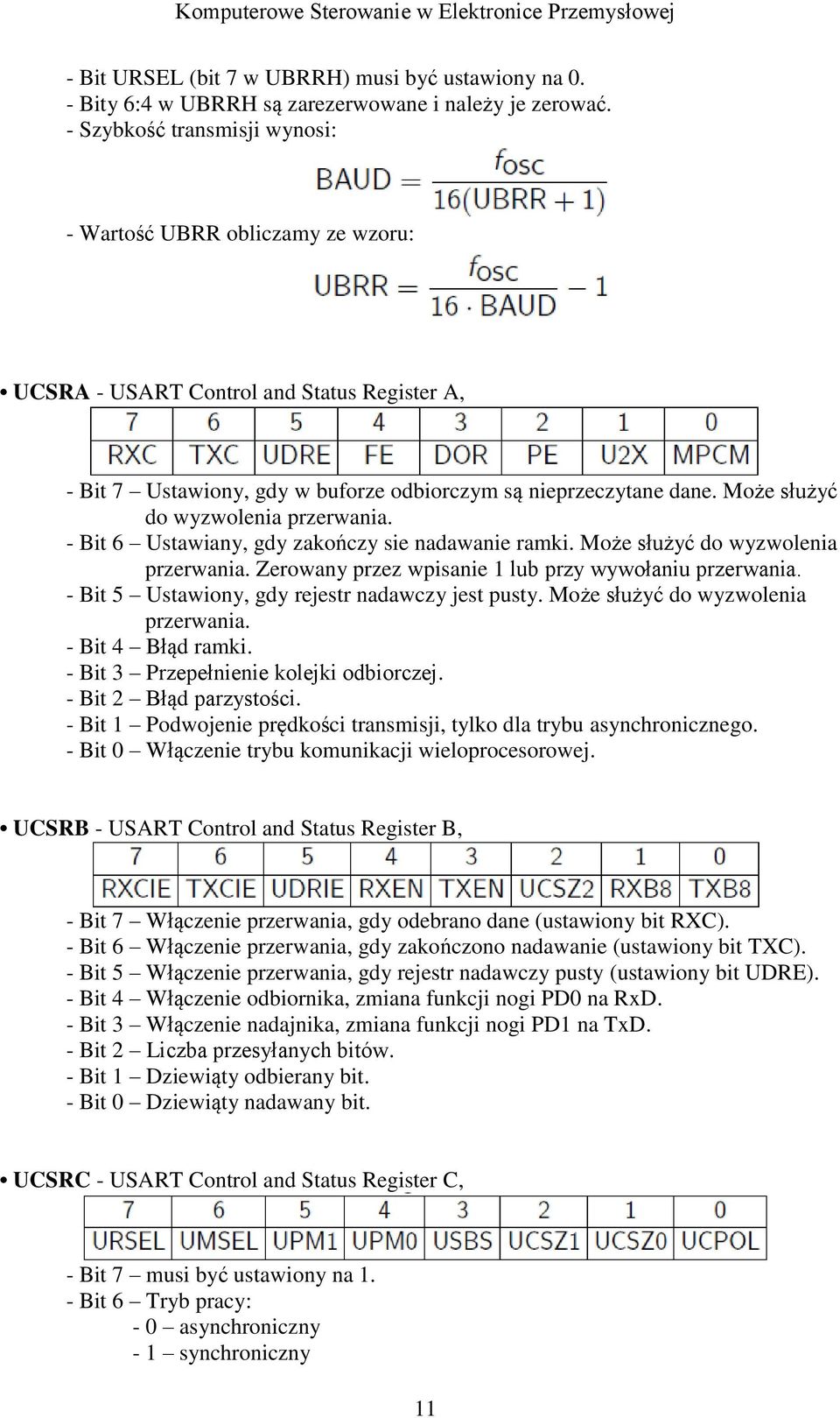 Może służyć do wyzwolenia przerwania. - Bit 6 Ustawiany, gdy zakończy sie nadawanie ramki. Może służyć do wyzwolenia przerwania. Zerowany przez wpisanie 1 lub przy wywołaniu przerwania.