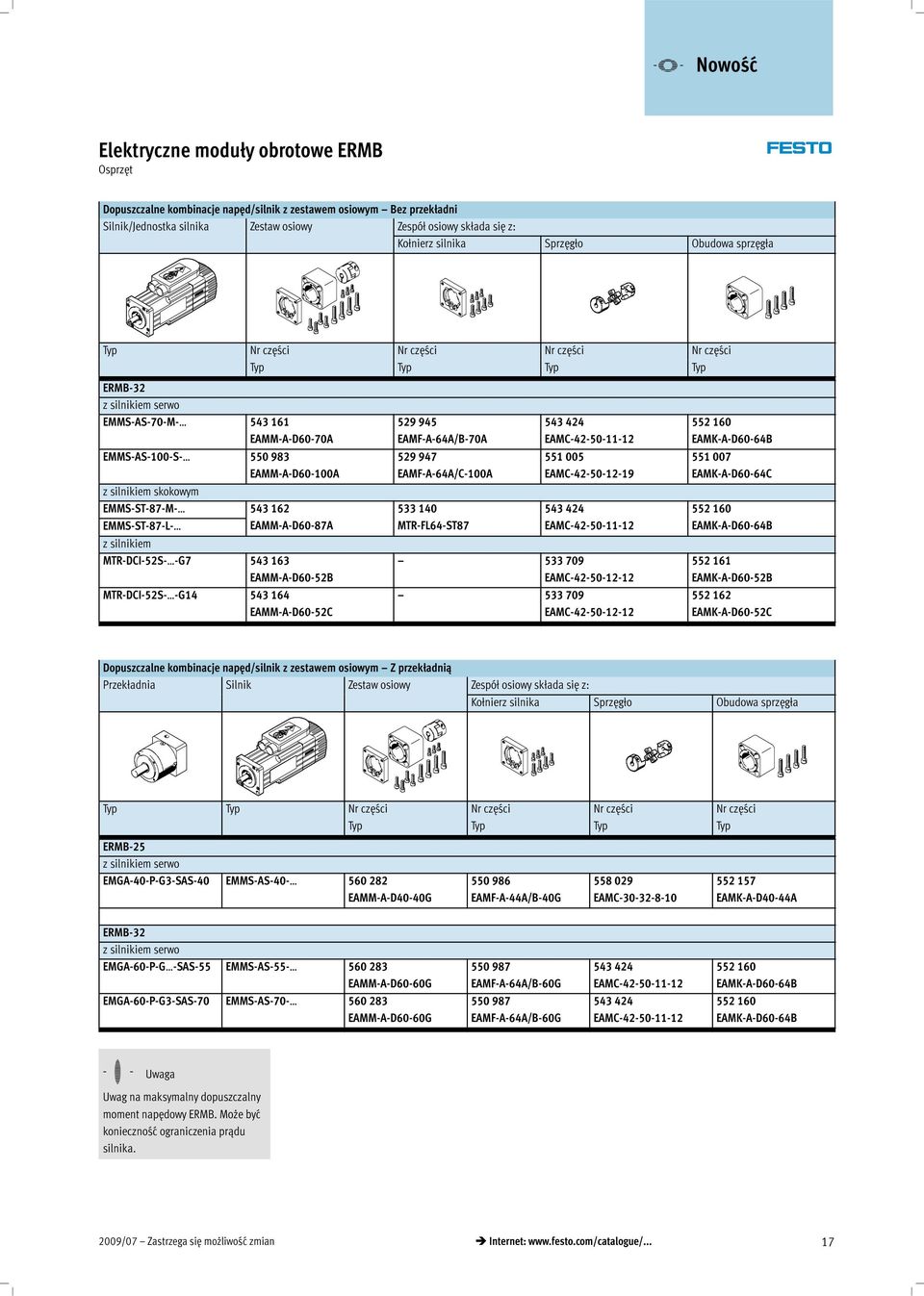 EMMS-AS-100-S- 550 983 529 947 551 005 551 007 EAMM-A-D60-100A EAMF-A-64A/C-100A EAMC-42-50-12-19 EAMK-A-D60-64C z silnikiem skokowym EMMS-ST-87-M- 543 162 533 140 543 424 552 160 EMMS-ST-87-L-