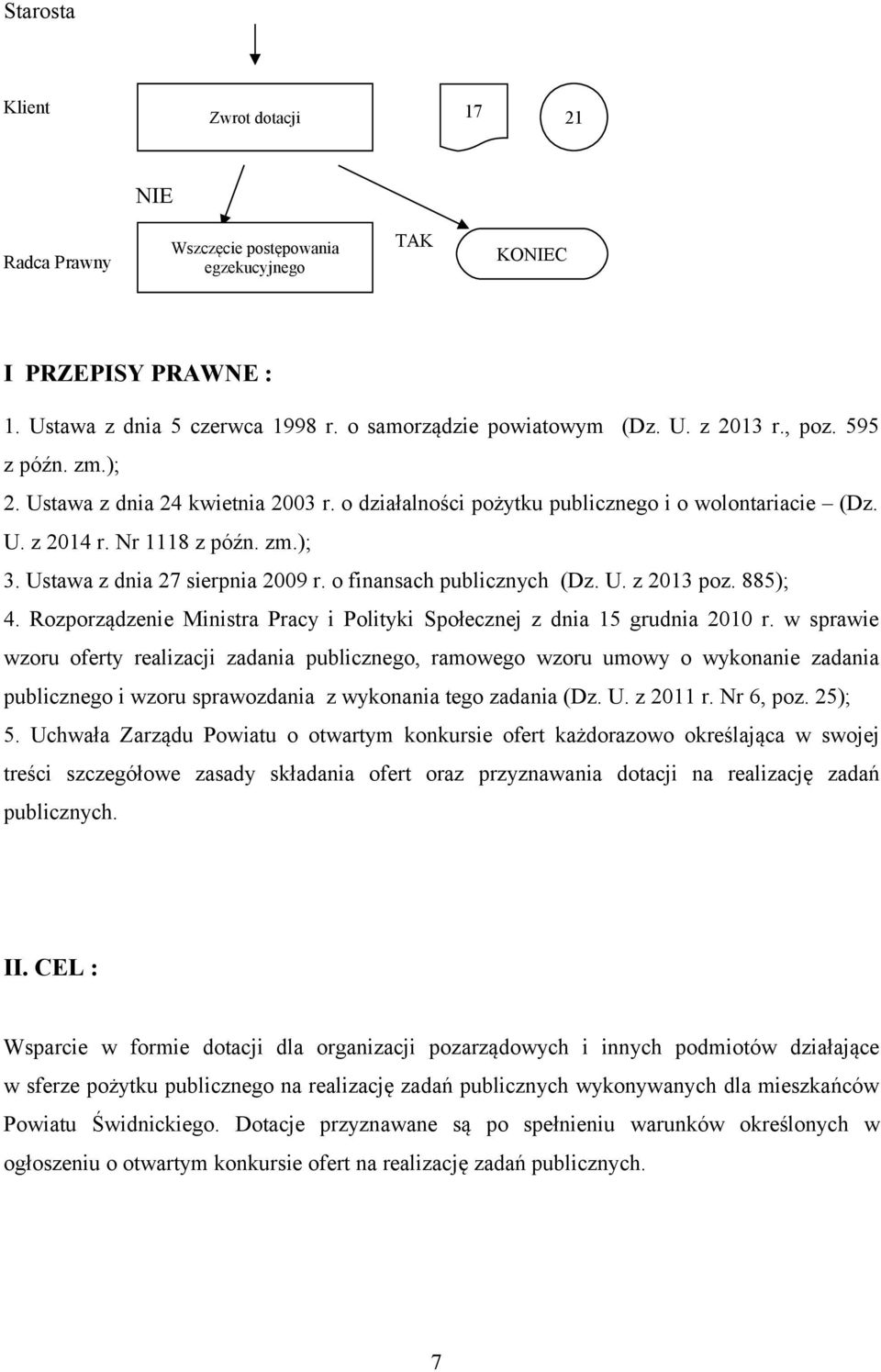 o finansach publicznych (Dz. U. z 2013 poz. 885); 4. Rozporządzenie Ministra Pracy i Polityki Społecznej z dnia 15 grudnia 2010 r.