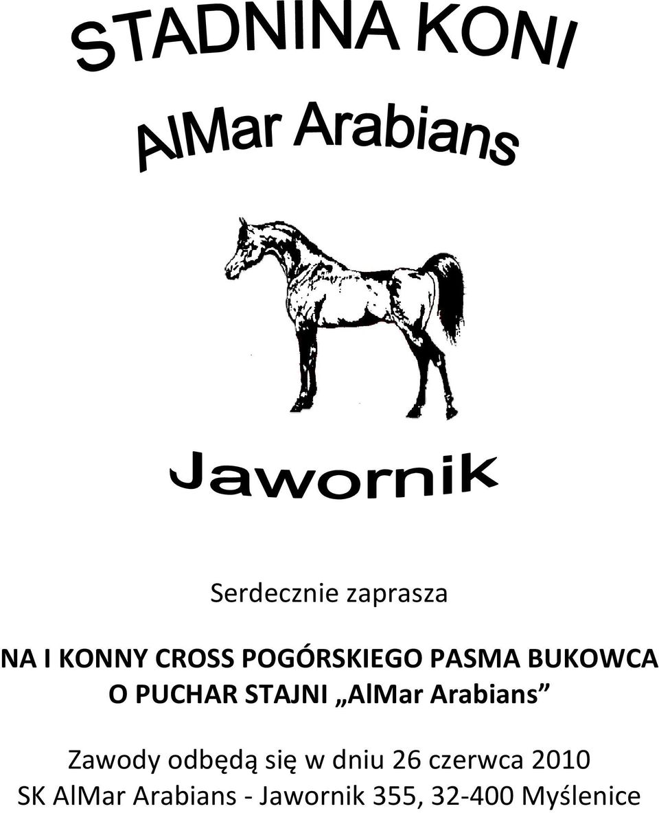 AlMar Arabians Zawody odbędą się w dniu 26
