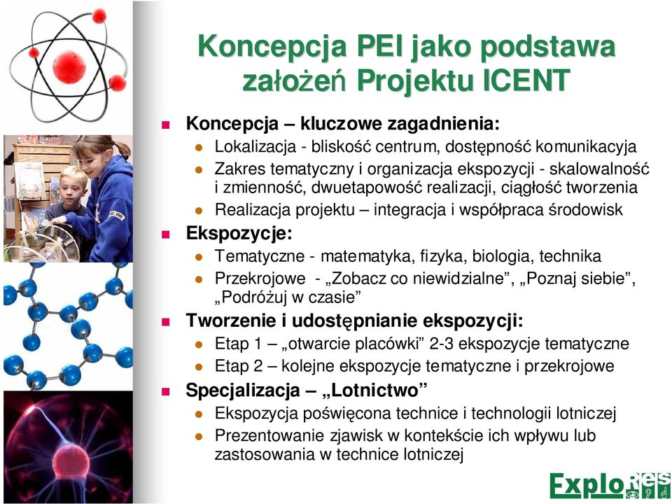 technika Przekrojowe - Zobacz co niewidzialne, Poznaj siebie, Podróżuj w czasie Tworzenie i udostępnianie ekspozycji: Etap 1 otwarcie placówki 2-3 ekspozycje tematyczne Etap 2 kolejne