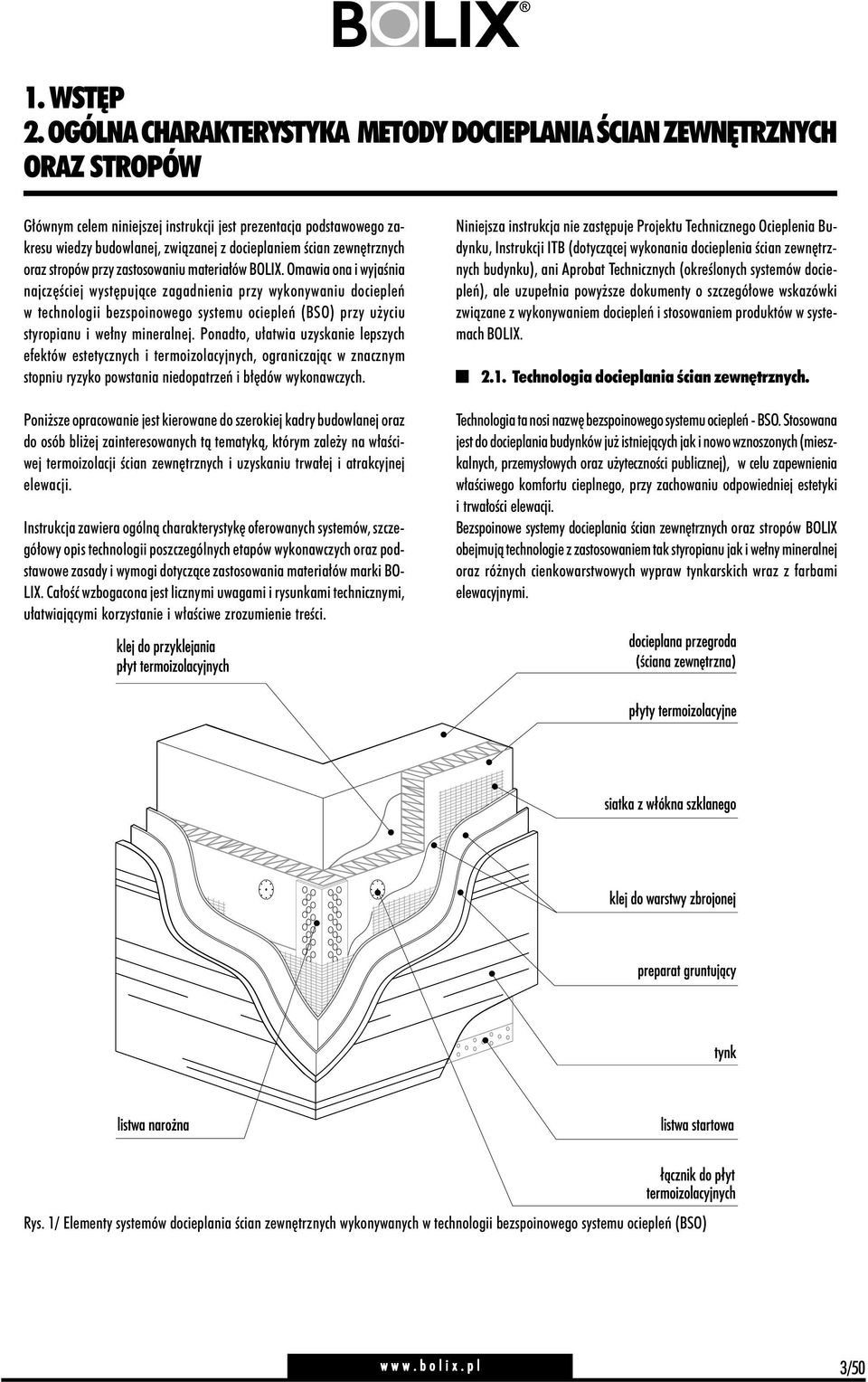 zewnętrznych oraz stropów przy zastosowaniu materiałów BOLIX.