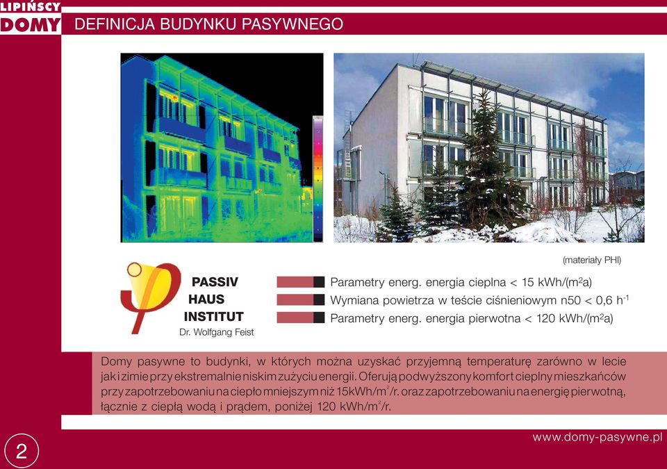 energia pierwotna < 120 kwh/(m 2 a) Domy pasywne to budynki, w których można uzyskać przyjemną temperaturę zarówno w lecie jak i zimie przy