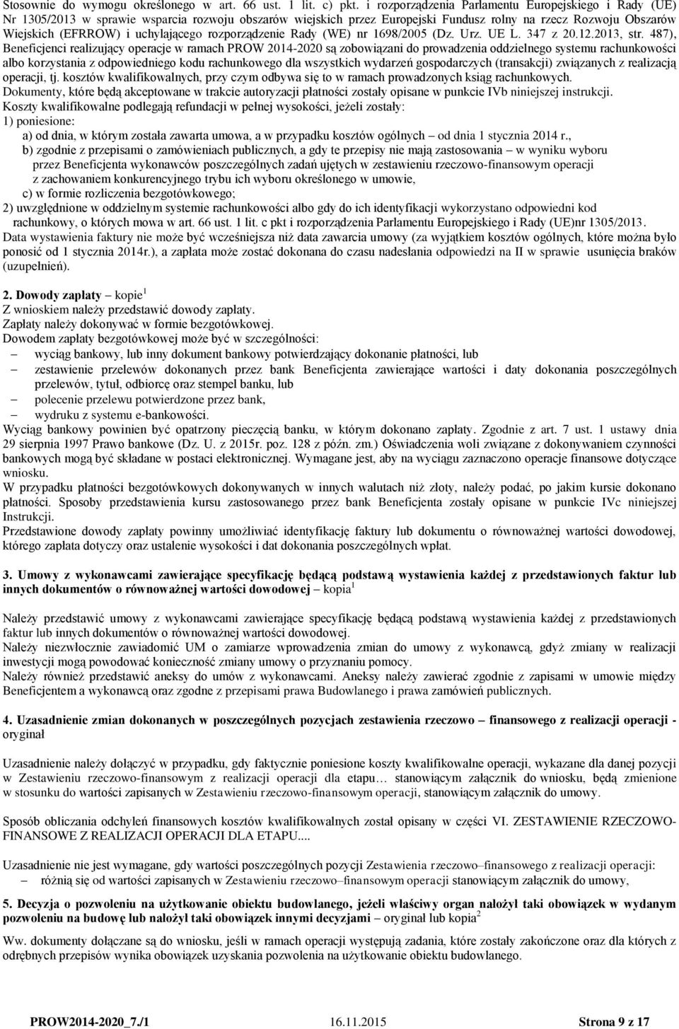 uchylającego rozporządzenie Rady (WE) nr 1698/2005 (Dz. Urz. UE L. 347 z 20.12.2013, str.