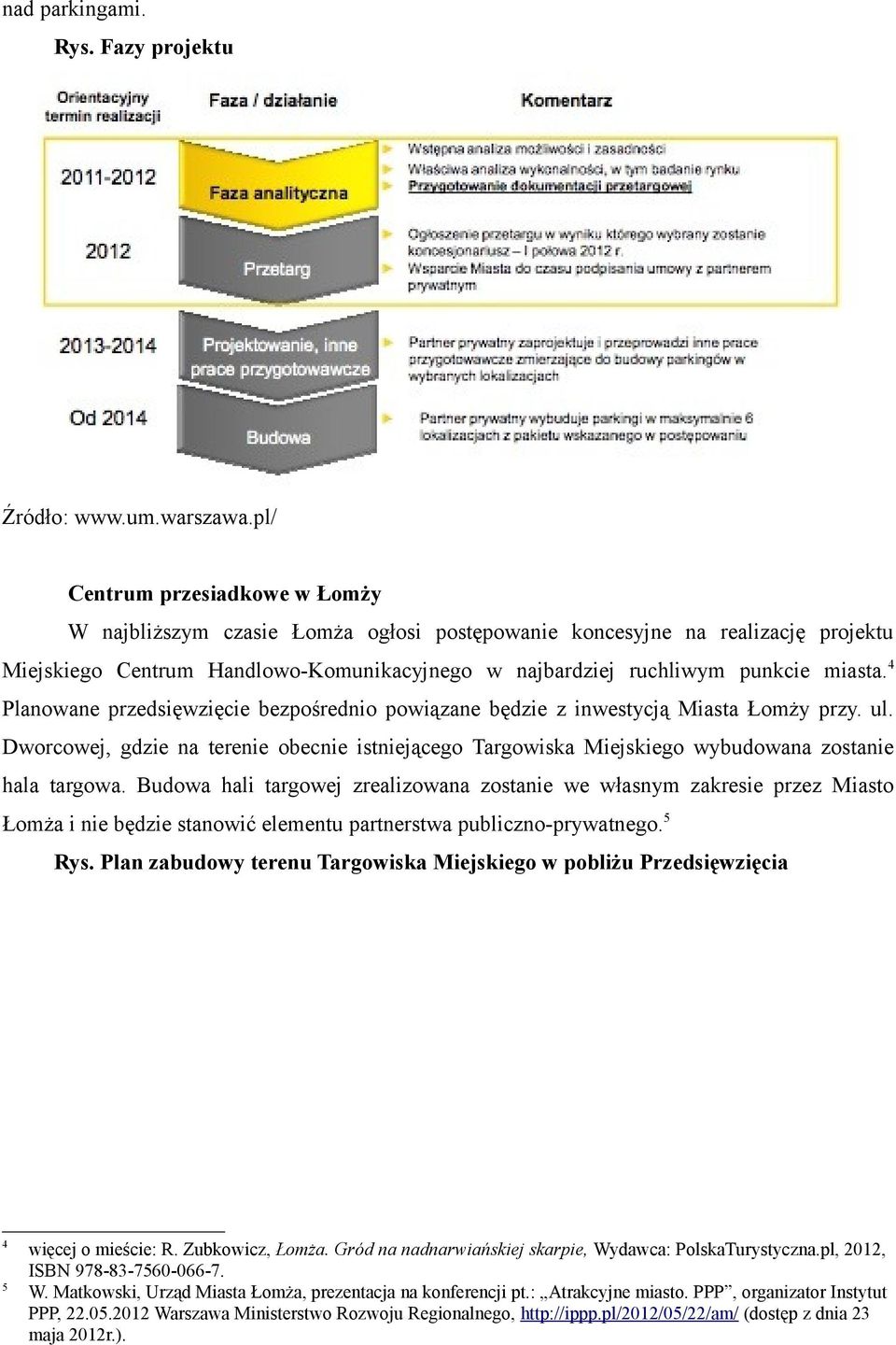 4 Planowane przedsięwzięcie bezpośrednio powiązane będzie z inwestycją Miasta Łomży przy. ul. Dworcowej, gdzie na terenie obecnie istniejącego Targowiska Miejskiego wybudowana zostanie hala targowa.