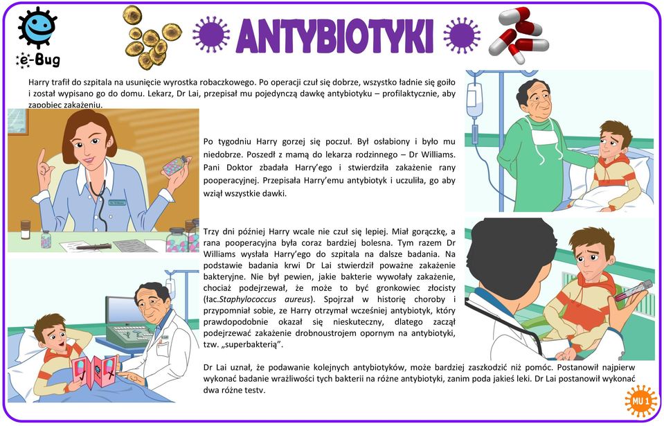 Poszedł z mamą do lekarza rodzinnego Dr Williams. Pani Doktor zbadała Harry ego i stwierdziła zakażenie rany pooperacyjnej. Przepisała Harry emu antybiotyk i uczuliła, go aby wziął wszystkie dawki.