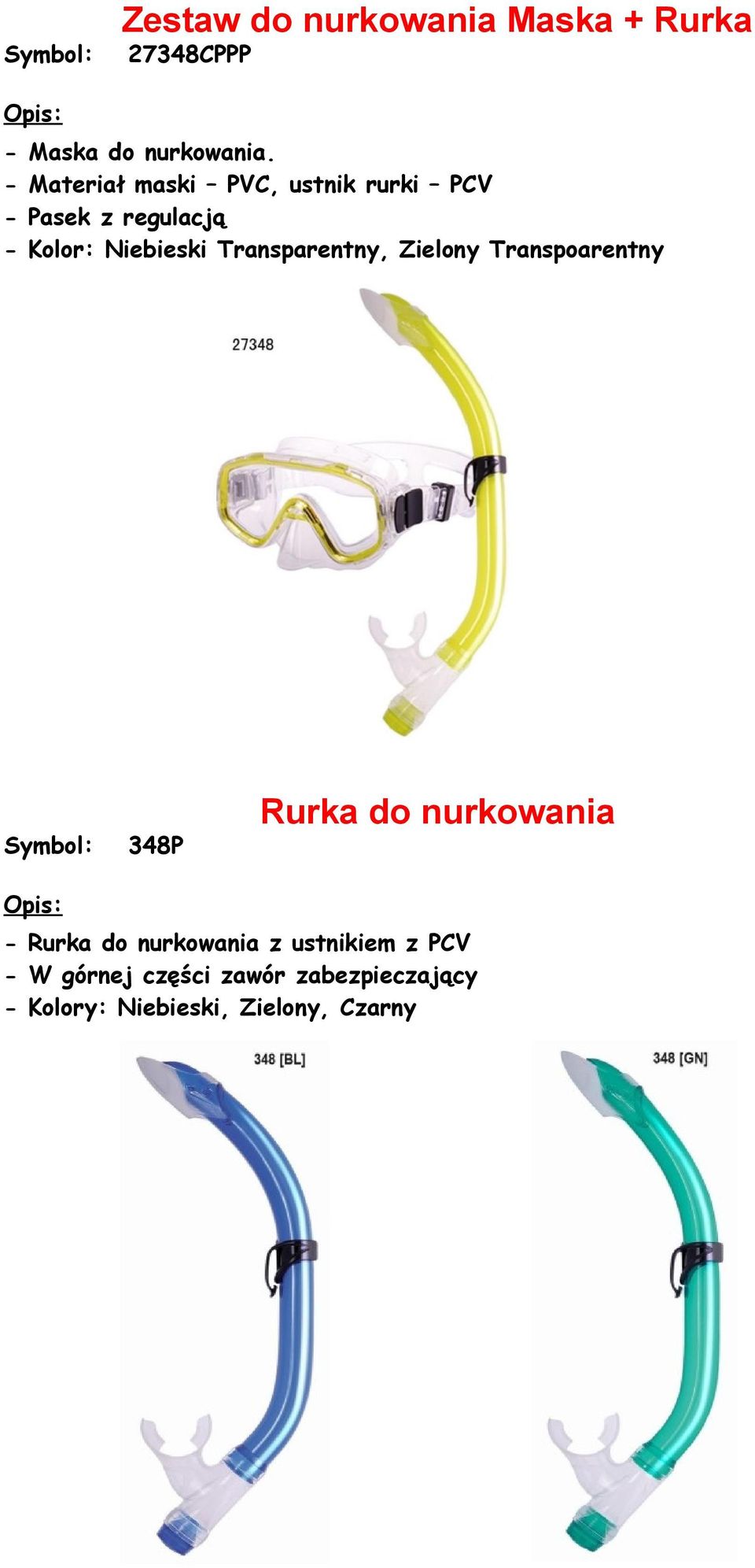 Transparentny, Zielony Transpoarentny 348P Rurka do nurkowania - Rurka do