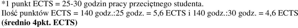 Ilość punktów ECTS = 140 godz.