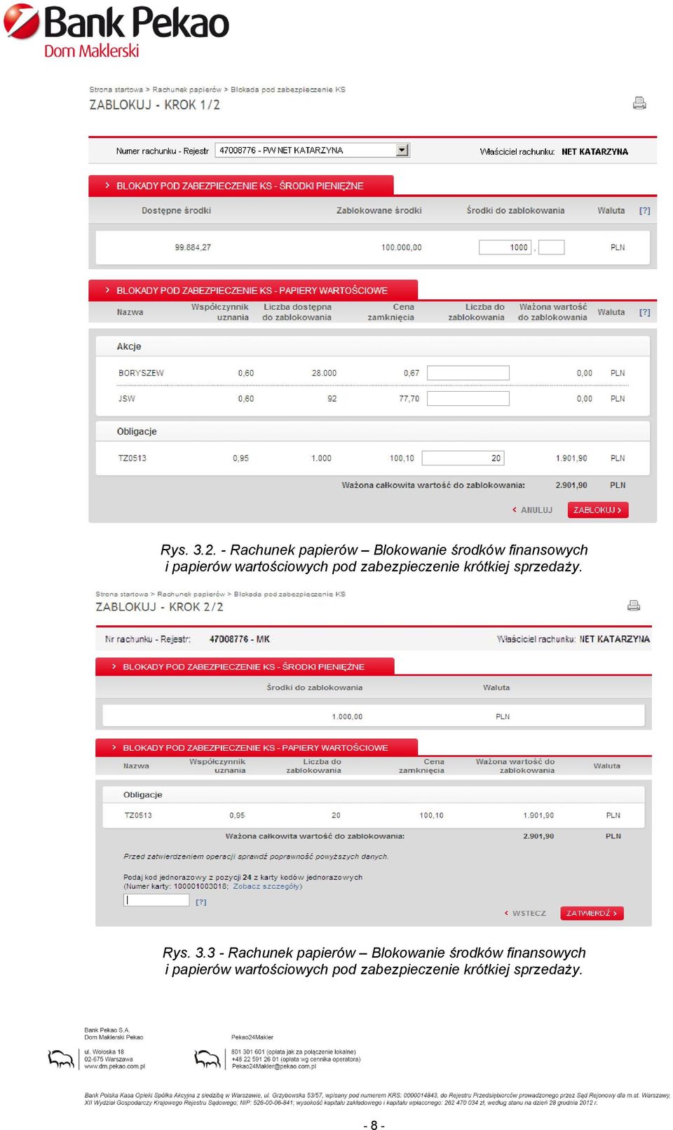 wartościowych pod zabezpieczenie krótkiej sprzedaży. Rys. 3.