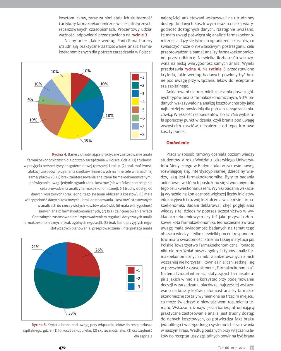 Na pytanie: Jakie według Pani / Pana bariery utrudniają praktyczne zastosowanie analiz farmakoekonomicznych dla potrzeb zarządzania w Polsce 19% 18% 1 2 3 4 5 6 7 8 najczęściej ankietowani wskazywali