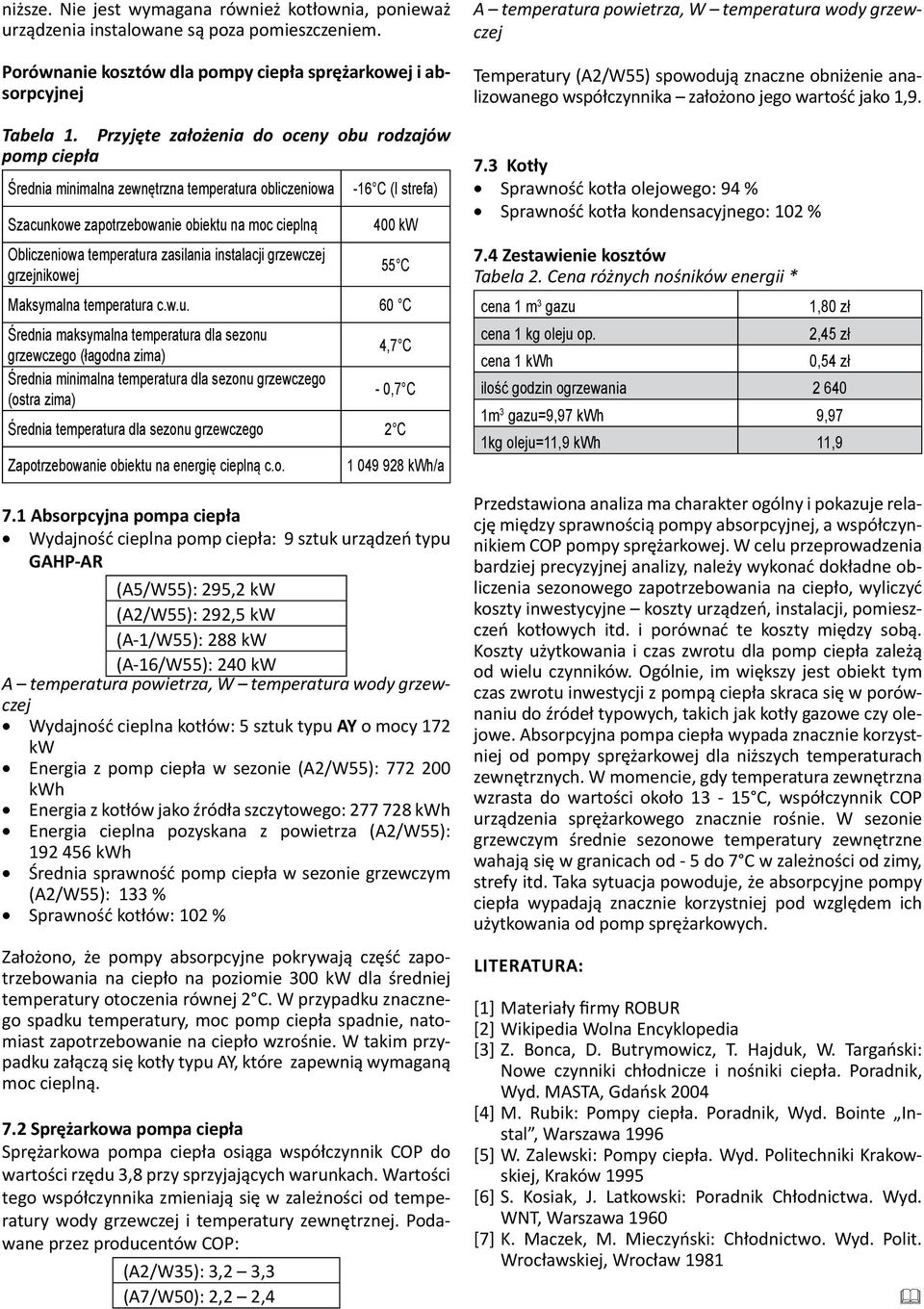 instalacji grzewczej grzejnikowej -16 C (I strefa) 400 kw 55 C Maksymalna temperatur