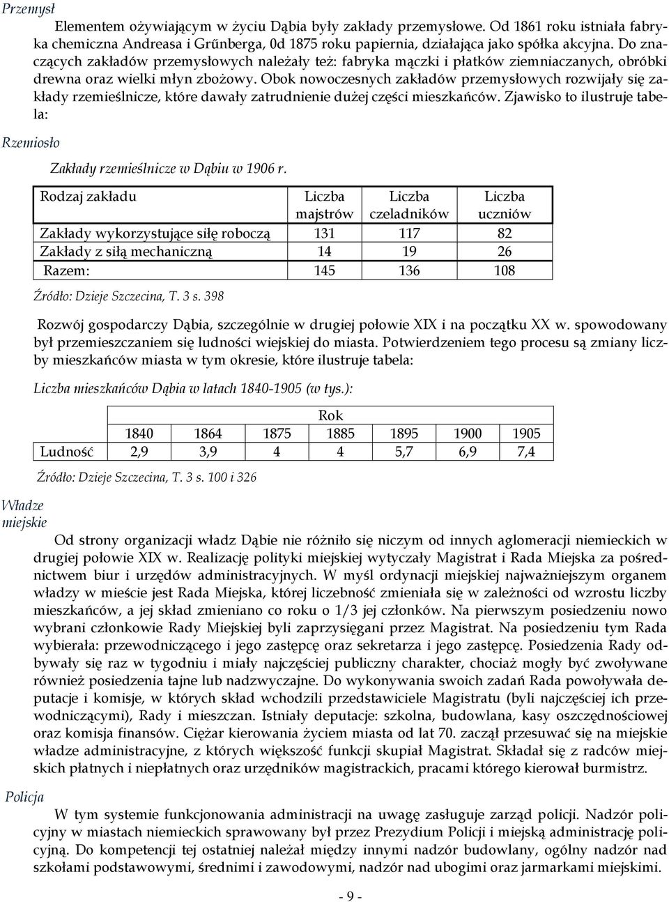 Obok nowoczesnych zakładów przemysłowych rozwijały się zakłady rzemieślnicze, które dawały zatrudnienie dużej części mieszkańców.