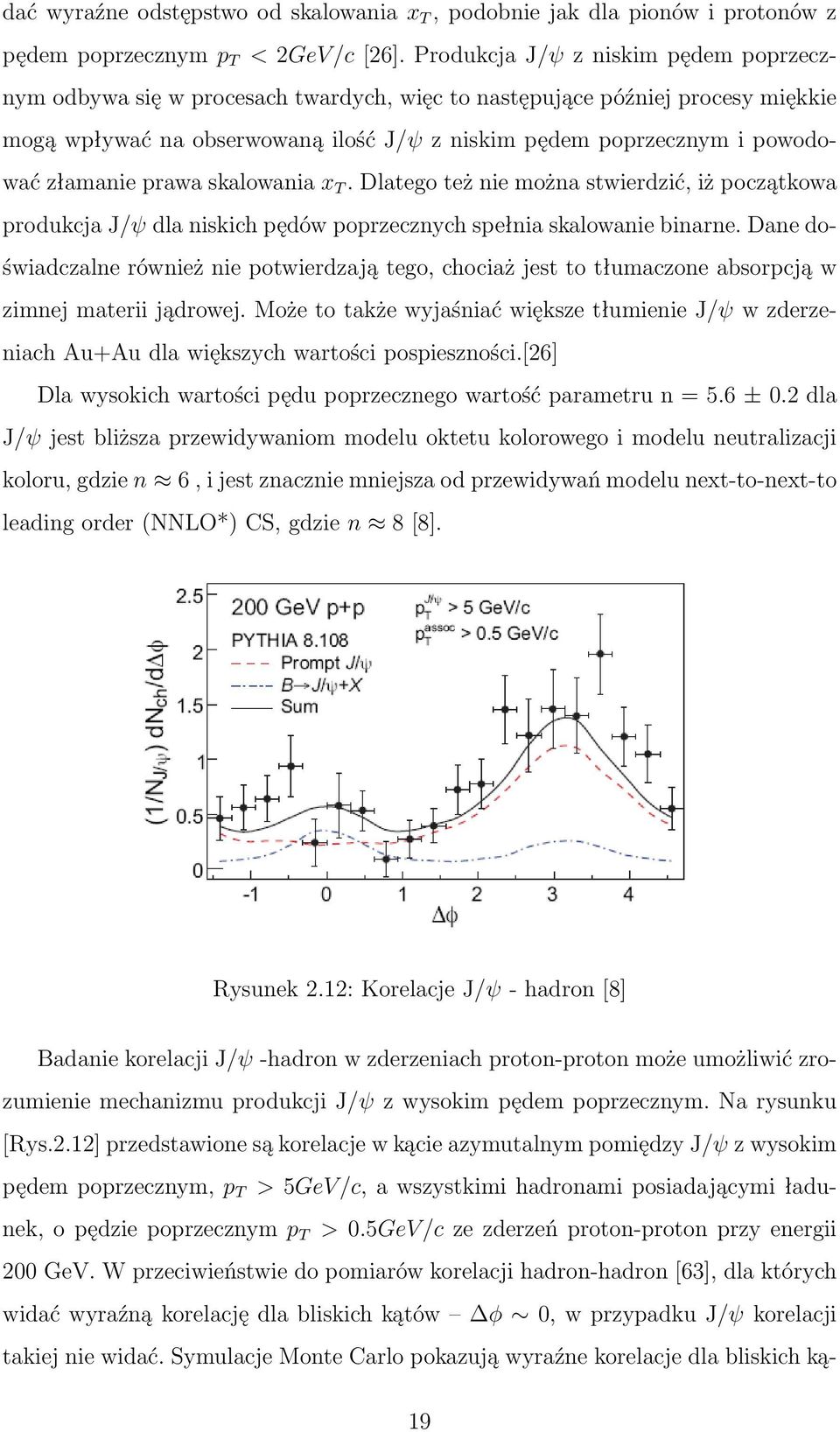 złamanie prawa skalowania x T. Dlatego też nie można stwierdzić, iż początkowa produkcja J/ψ dla niskich pędów poprzecznych spełnia skalowanie binarne.