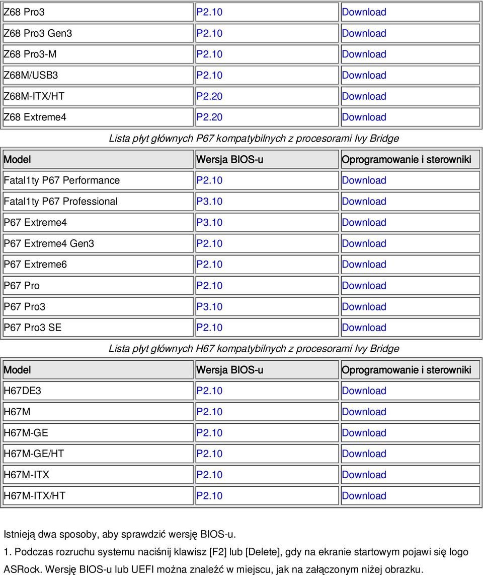 10 Download P67 Extreme4 Gen3 P2.10 Download P67 Extreme6 P2.10 Download P67 Pro P2.10 Download P67 Pro3 P3.10 Download P67 Pro3 SE P2.