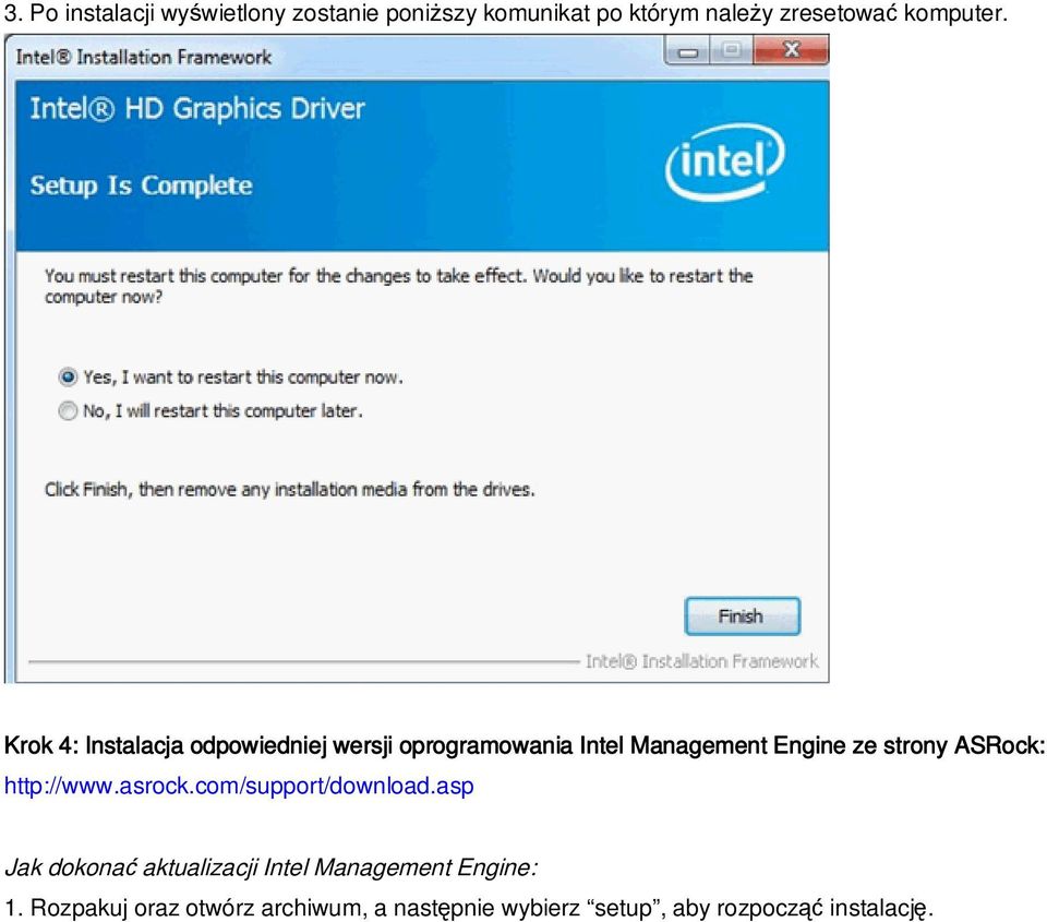 Krok 4: Instalacja odpowiedniej wersji oprogramowania Intel Management Engine ze strony