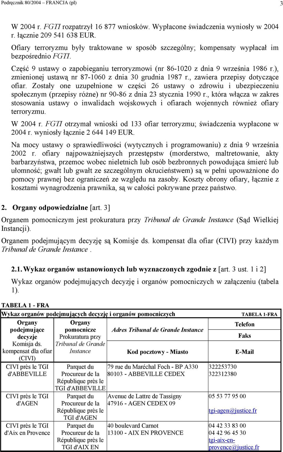 ), zmienionej ustawą nr 87-1060 z dnia 30 grudnia 1987 r., zawiera przepisy dotyczące ofiar.