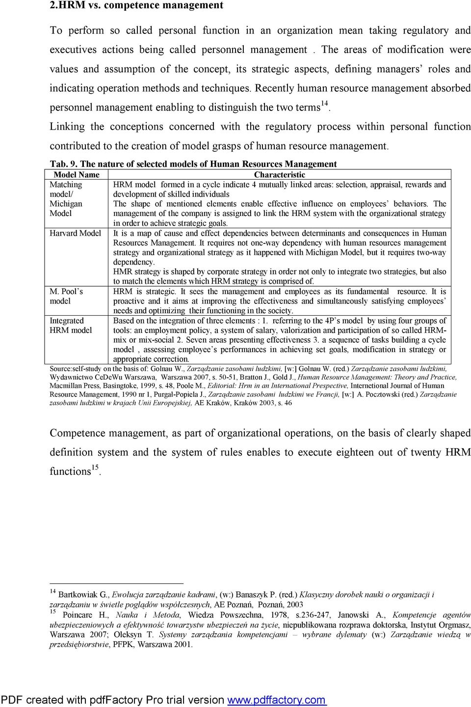 Recently human resource management absorbed personnel management enabling to distinguish the two terms 14.