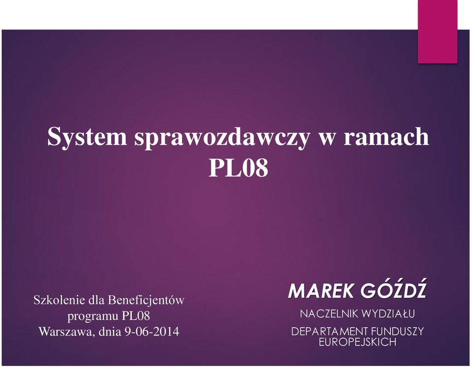 Warszawa, dnia 9-06-2014 MAREK GÓŹDŹ