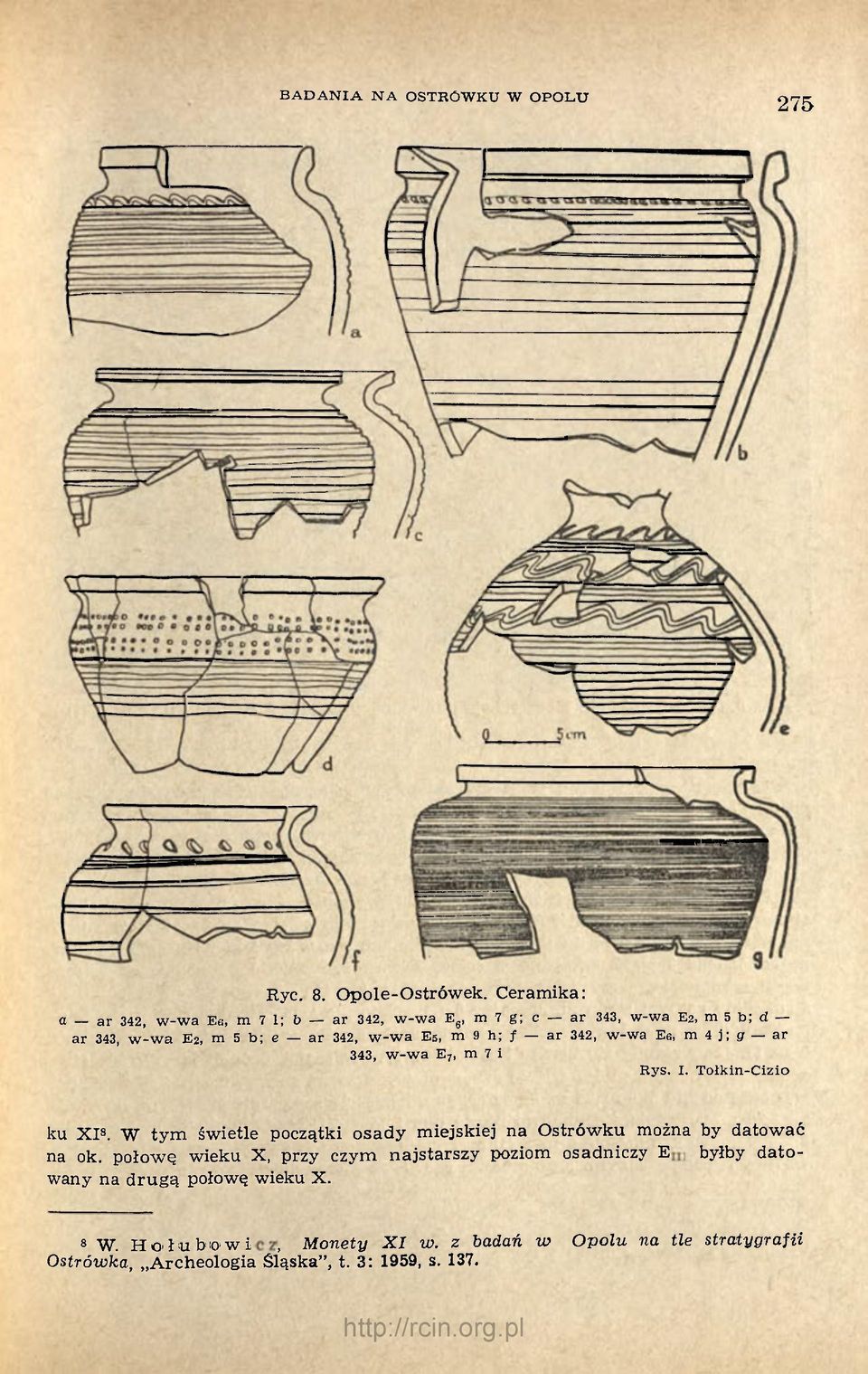 ar 342, w-wa Ee, m 4 j; g ar 343, w-wa E 7, m 7 i Rys. I. Tołkin-Cizio ku XI 8.