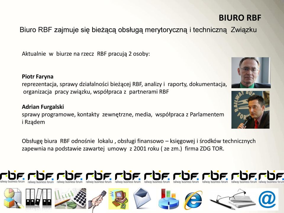 partnerami RBF Adrian Furgalski sprawy programowe, kontakty zewnętrzne, media, współpraca z Parlamentem i Rządem Obsługę biura RBF