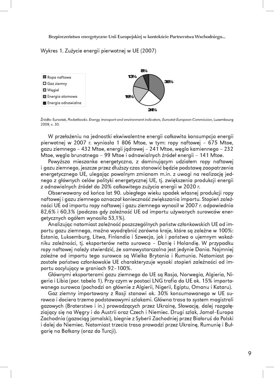 Energy, transport and environment indicators, Eurostat European Commission, Luxembourg 2009, s. 30. W przełożeniu na jednostki ekwiwalentne energii całkowita konsumpcja energii pierwotnej w 2007 r.